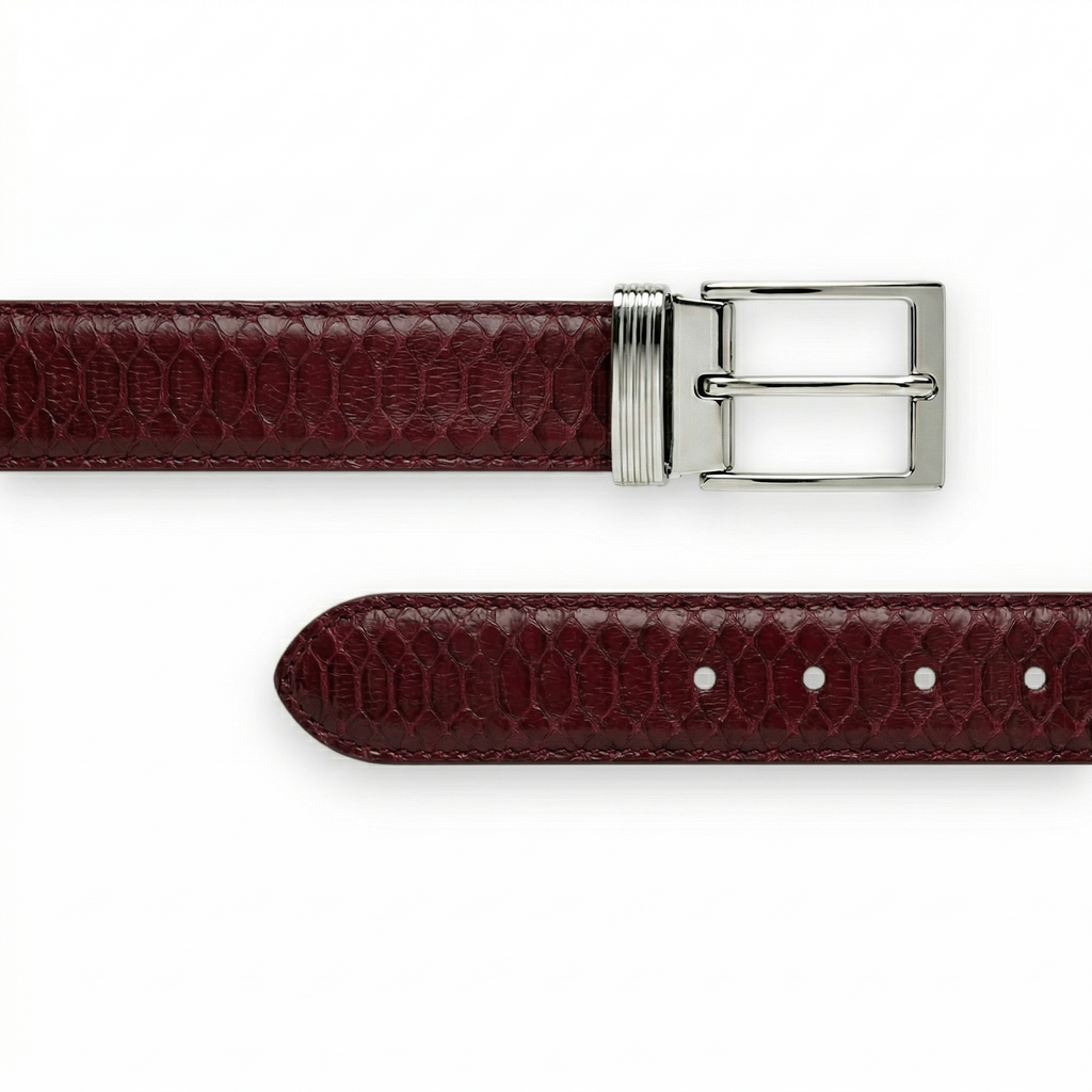 Ceinture Python Bordeaux