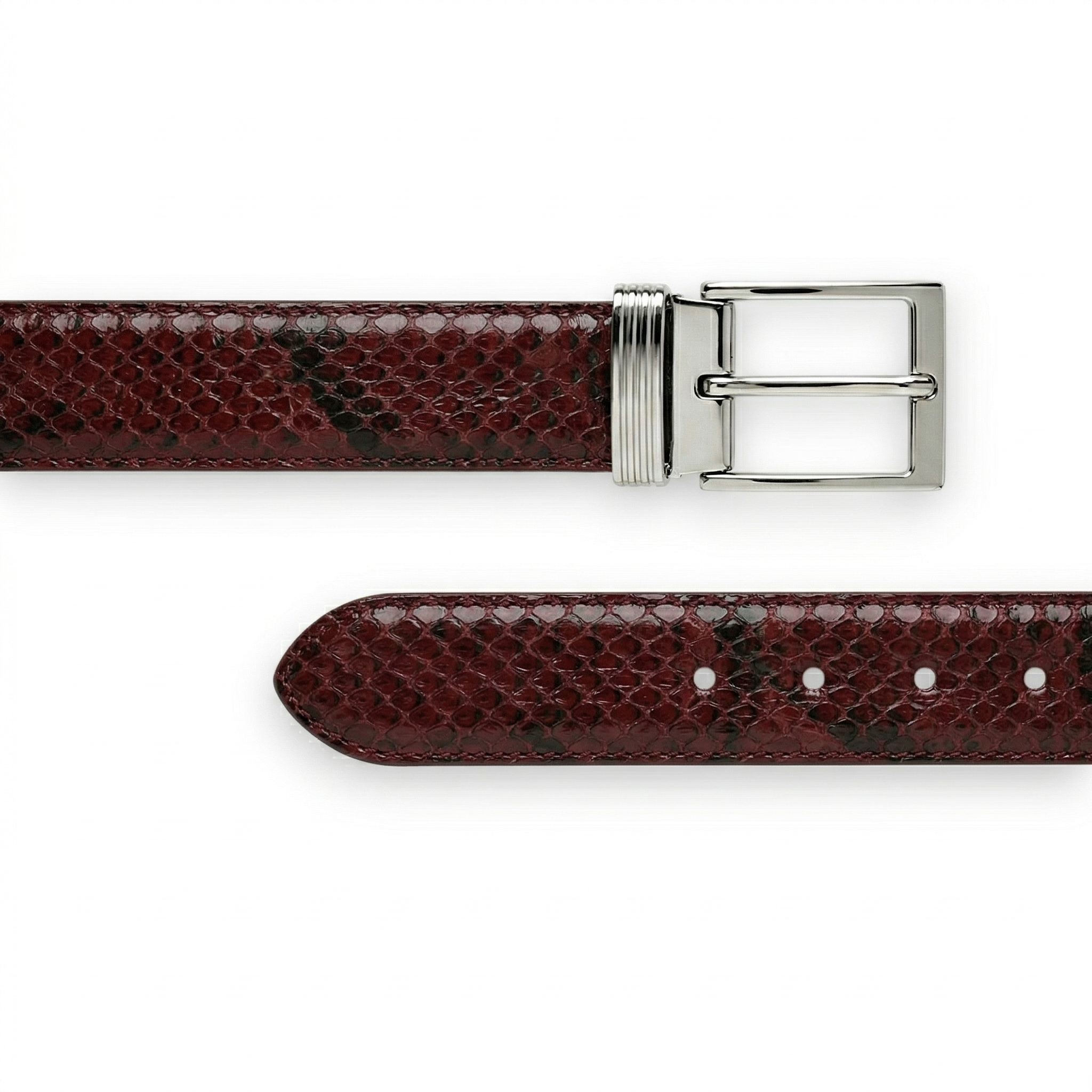 Ceinture en Python Premium Bordeaux