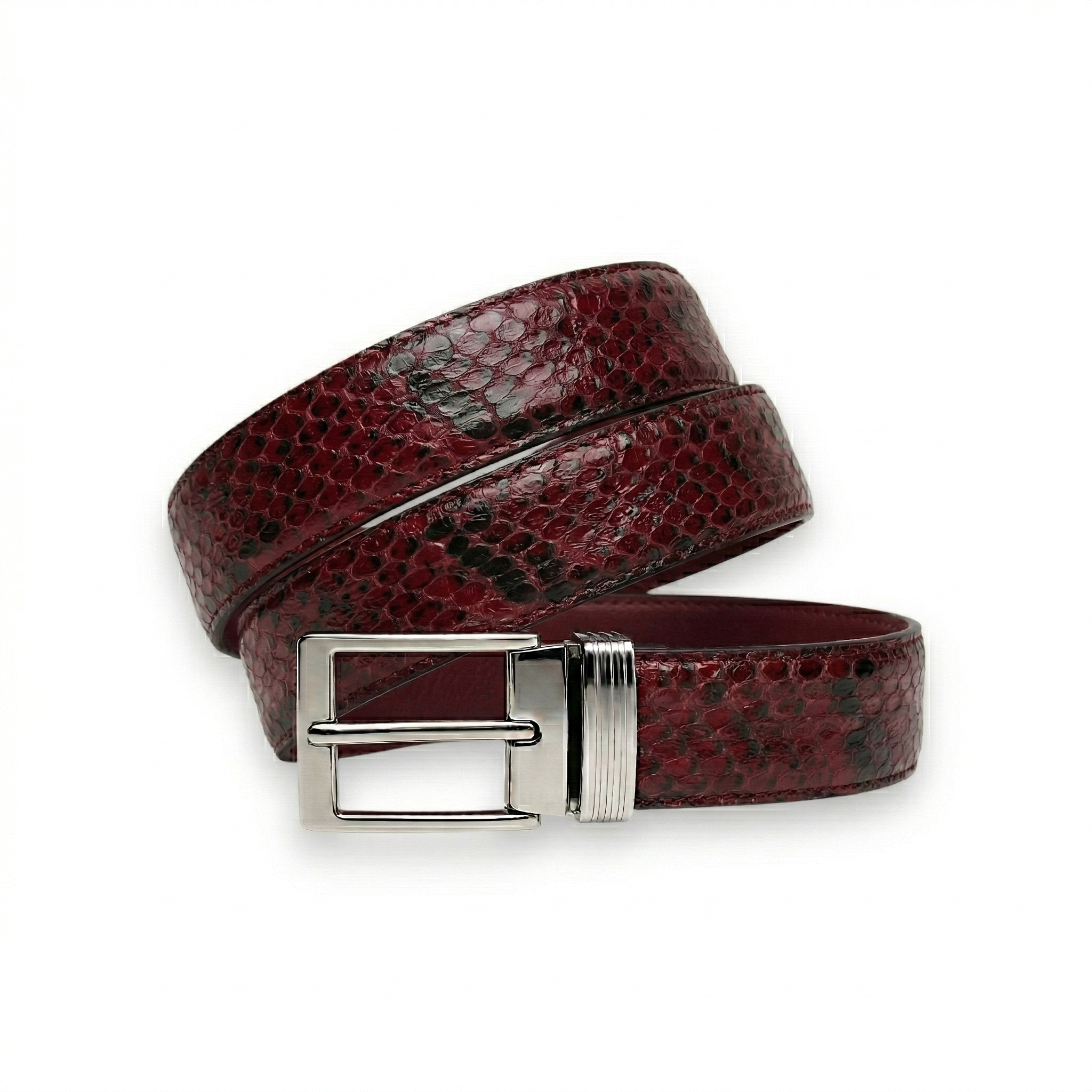 Ceinture en Python Premium Bordeaux