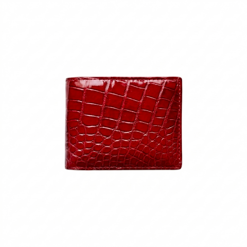 Portefeuille Alligator Lisse Rouge