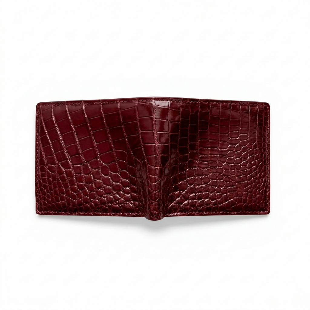 Portefeuille Alligator Lisse Bordeaux