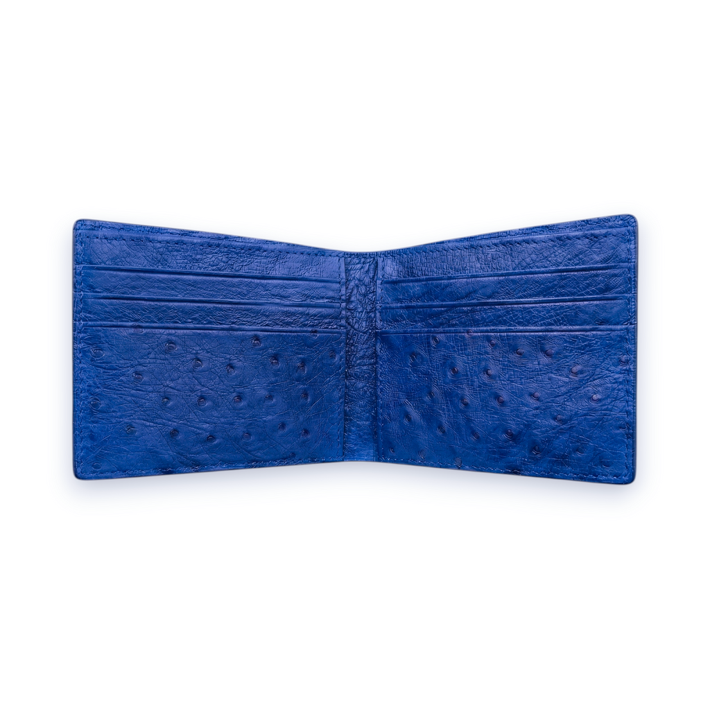 Portefeuille Autruche Bleu Électrique
