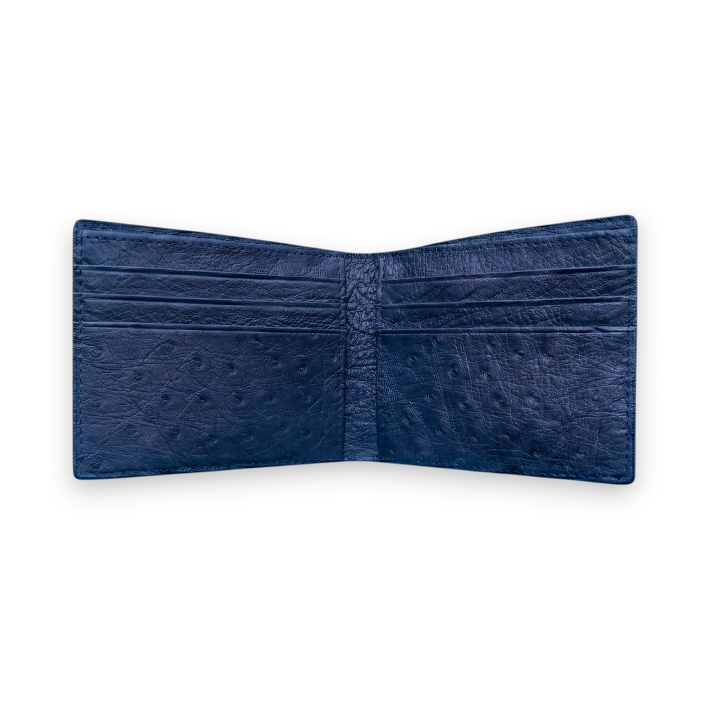 Portefeuille Autruche Bleu Minuit