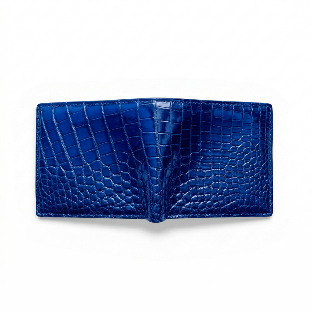 Portefeuille Alligator Lisse Bleu Électrique