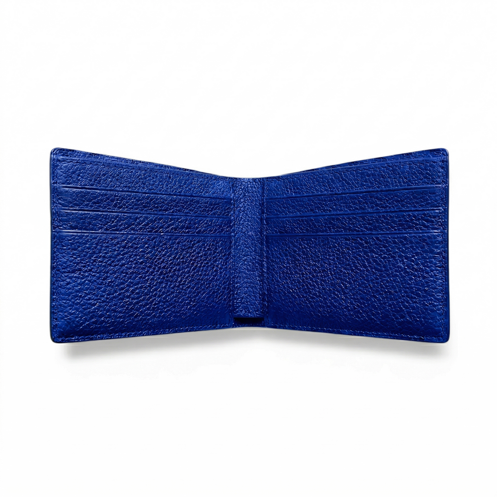 Portefeuille Alligator Lisse Bleu Électrique
