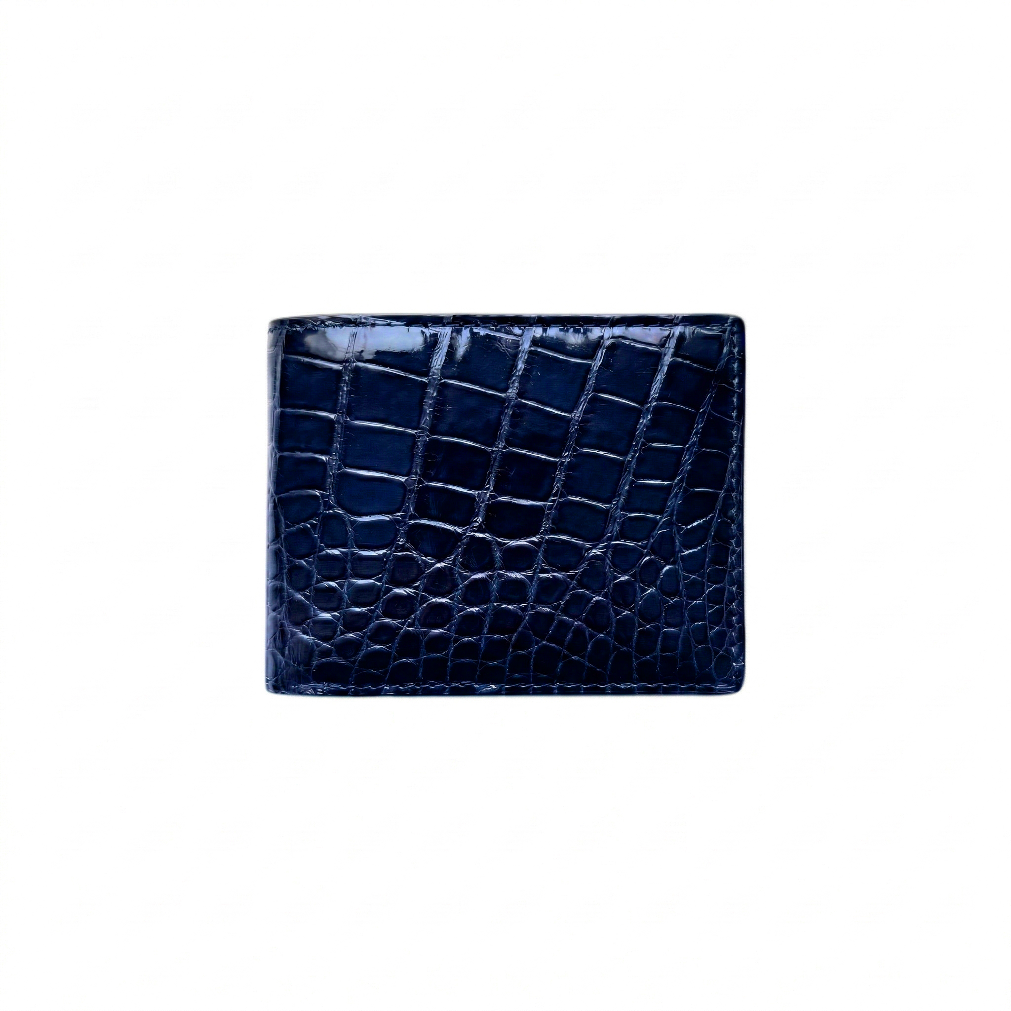 Portefeuille Alligator Lisse Bleu Minuit