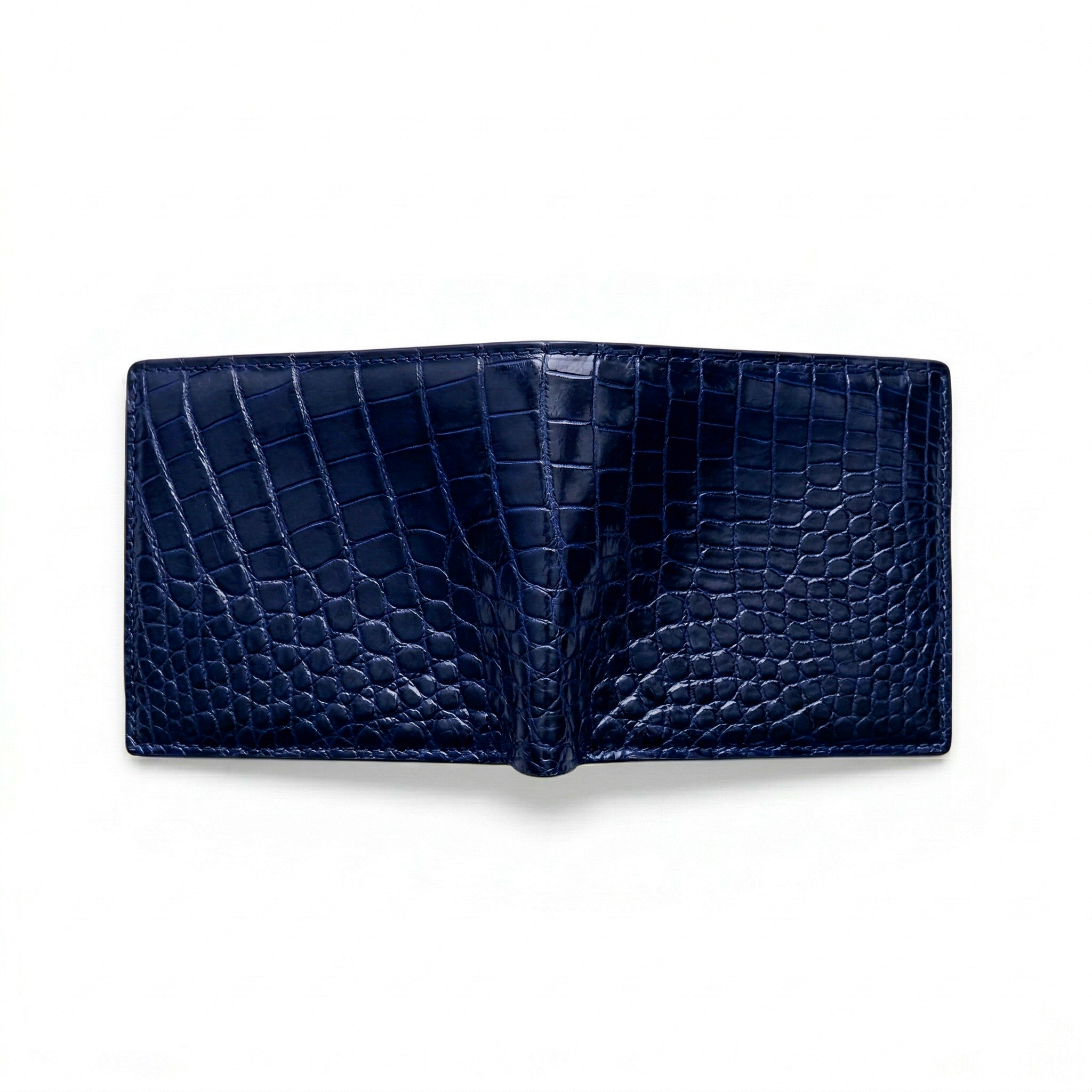 Portefeuille Alligator Lisse Bleu Minuit