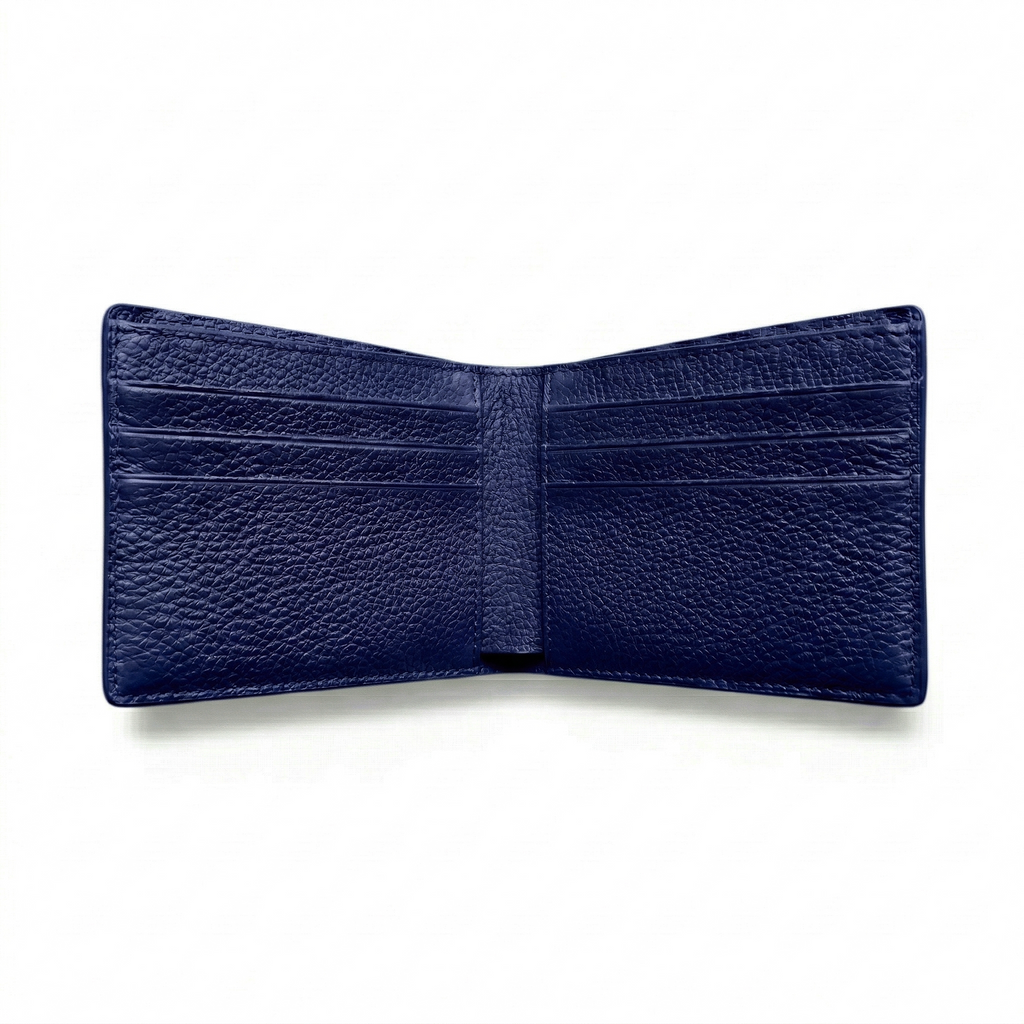 Portefeuille Alligator Lisse Bleu Minuit