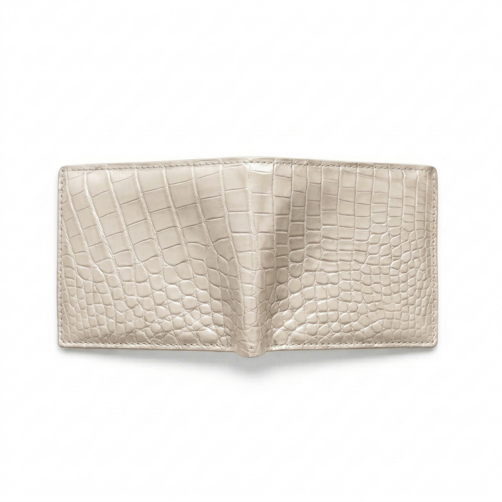 Portefeuille Alligator Lisse Crème
