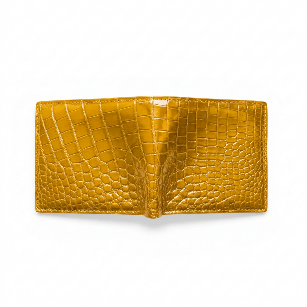 Portefeuille Alligator Lisse Jaune