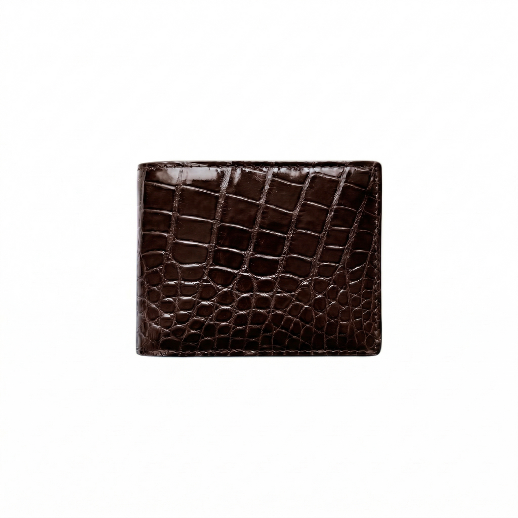 Portefeuille Alligator Lisse Chocolat