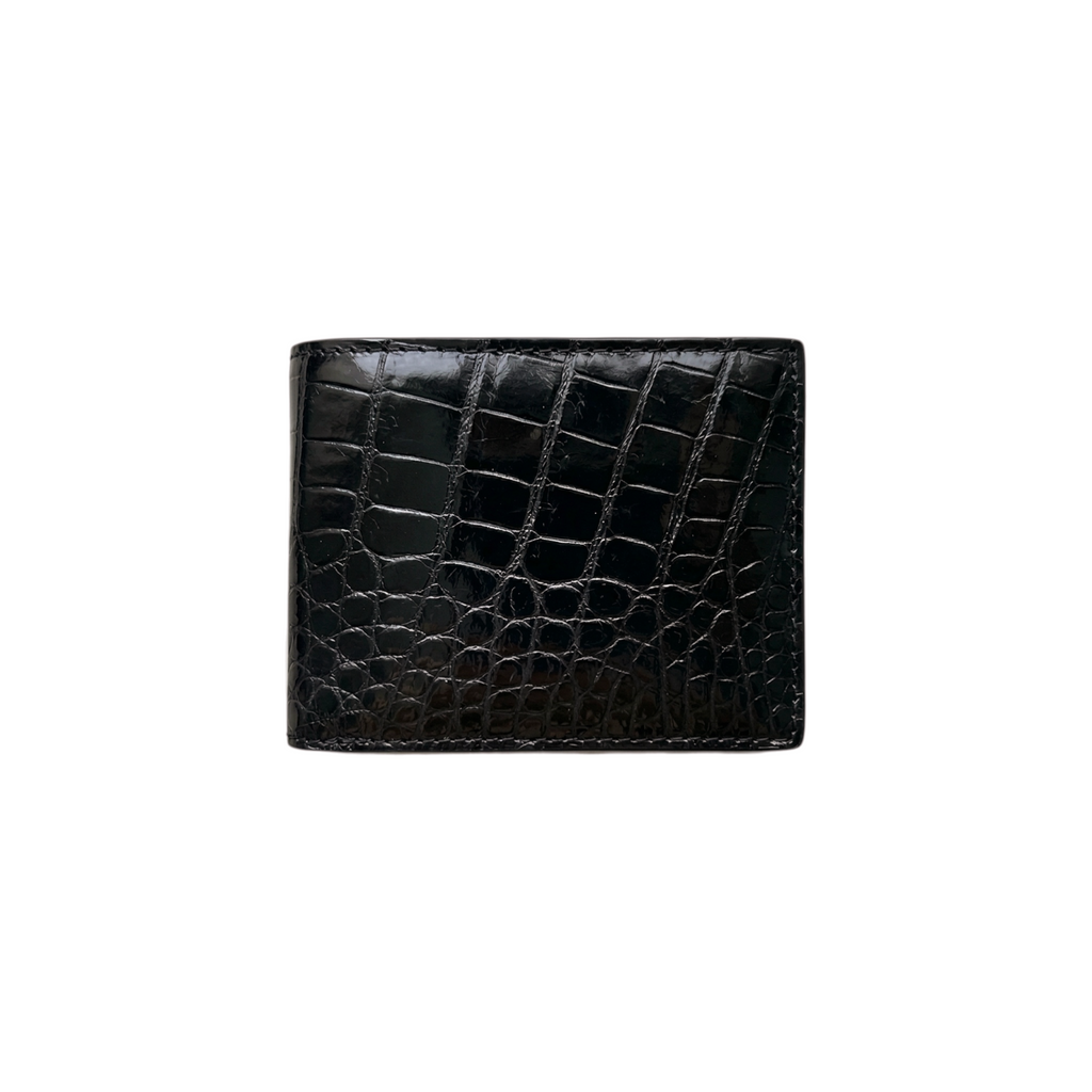 Portefeuille Alligator Lisse Noir