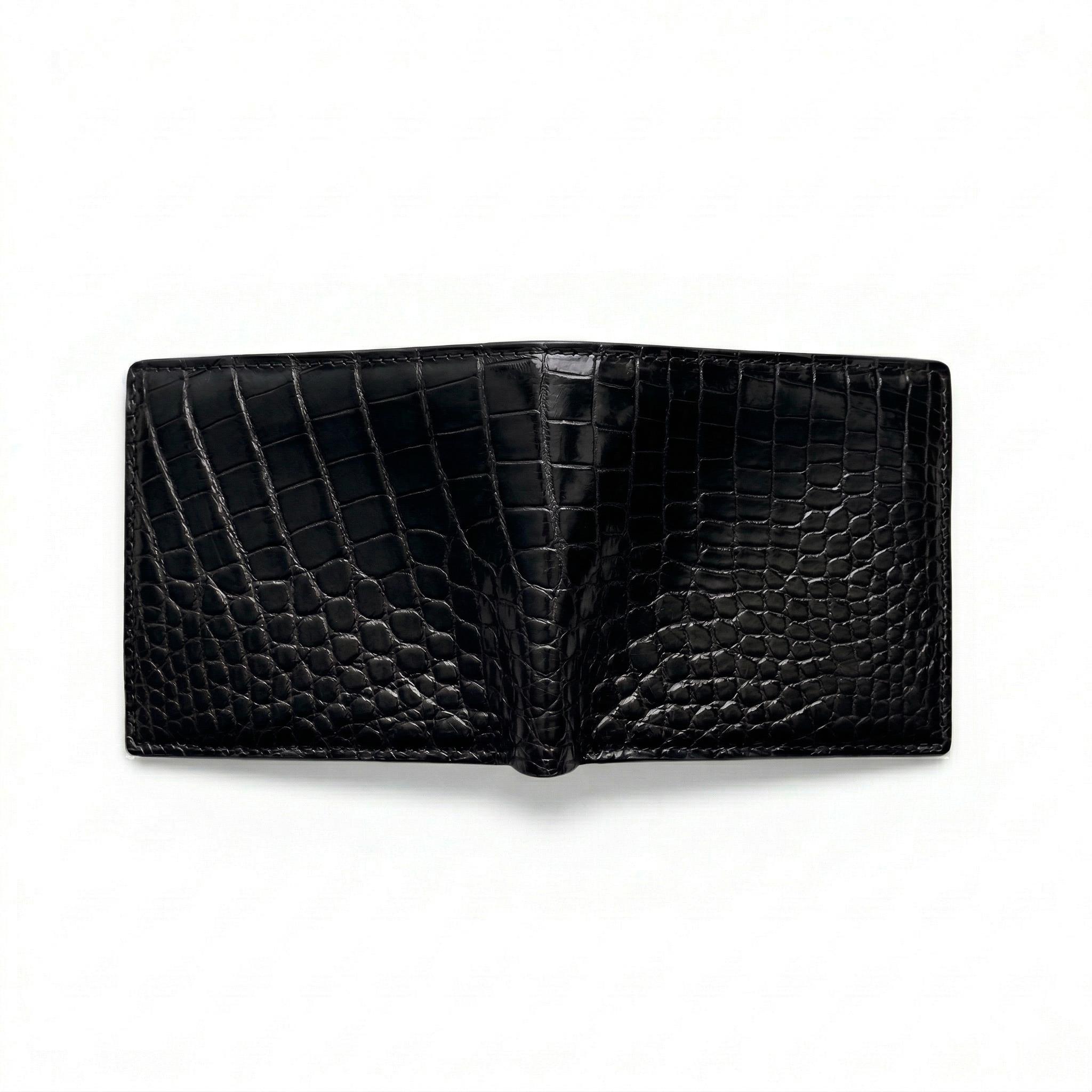Portefeuille Alligator Lisse Noir