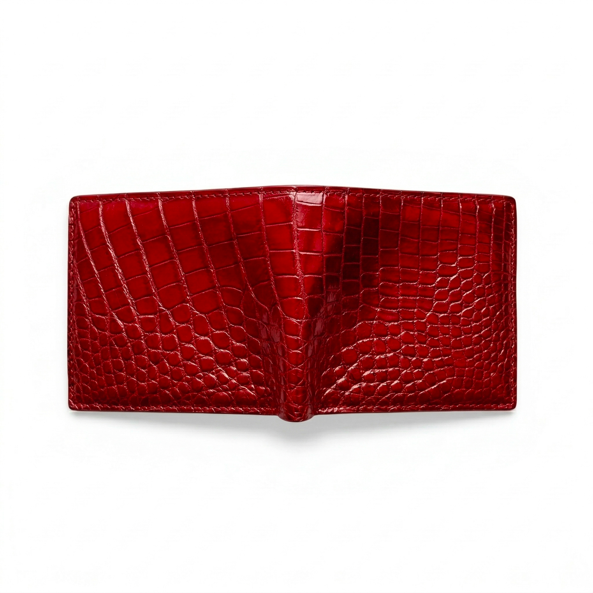 Portefeuille Alligator Lisse Rouge