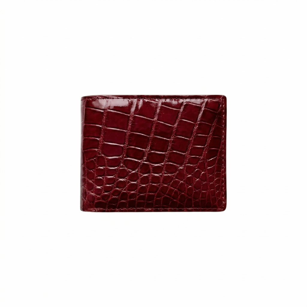 Portefeuille Alligator Lisse Bordeaux