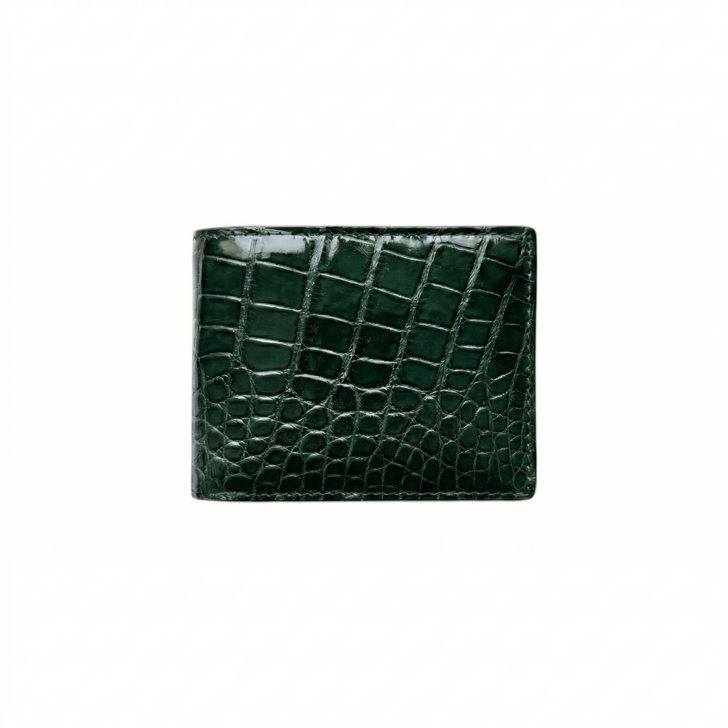 Portefeuille Alligator Lisse Vert