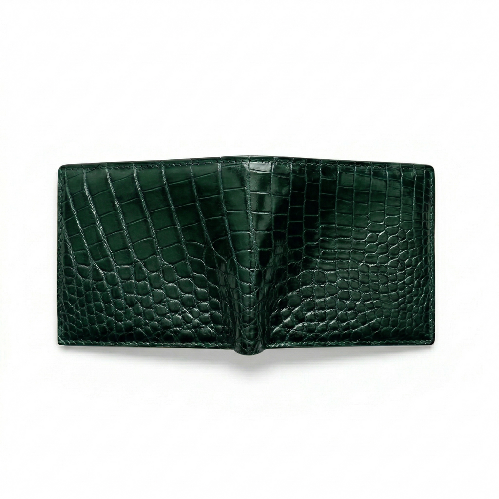 Portefeuille Alligator Lisse Vert
