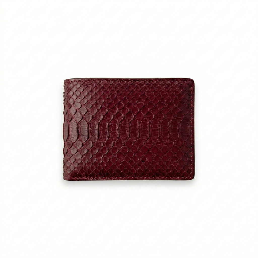 Portefeuille Python Lisse Bordeaux