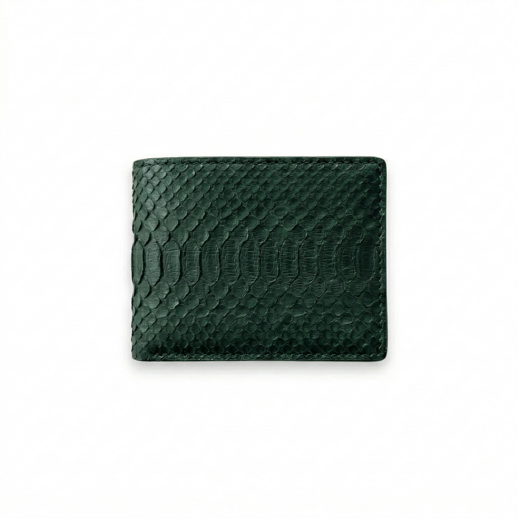 Portefeuille Python Lisse Vert