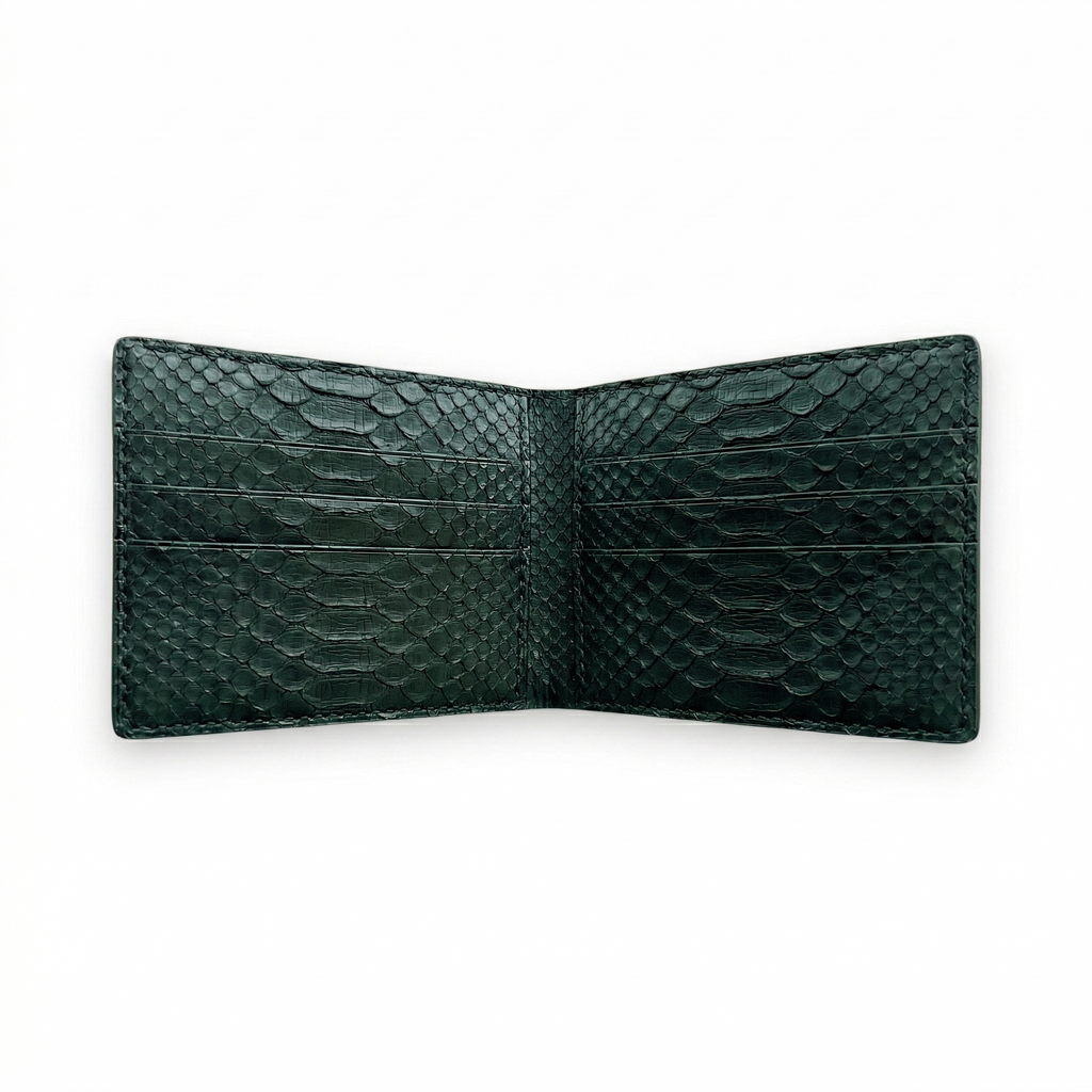 Portefeuille Python Lisse Vert